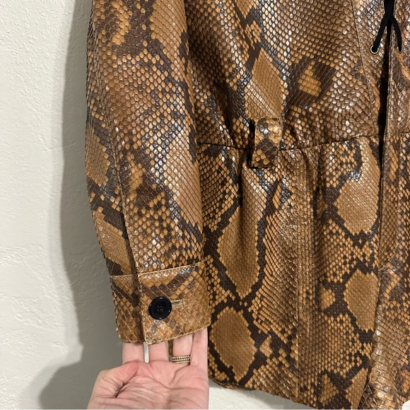 Saint Laurent Paris Python Leather Belted Playsuit size FR 36 Long Sleeve Shorts - Picture 9 of 16